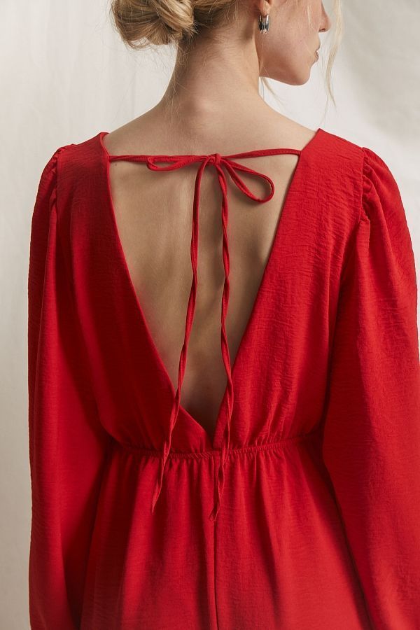 Sukienka maxi z odkrytymi plecami czerwona MBPL003/5 № 3