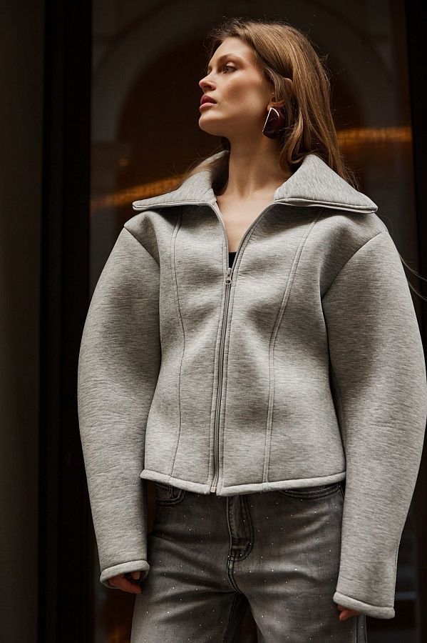 Bomberka z wyprofilowanymi rękawami szara bomberka06/04 № 1