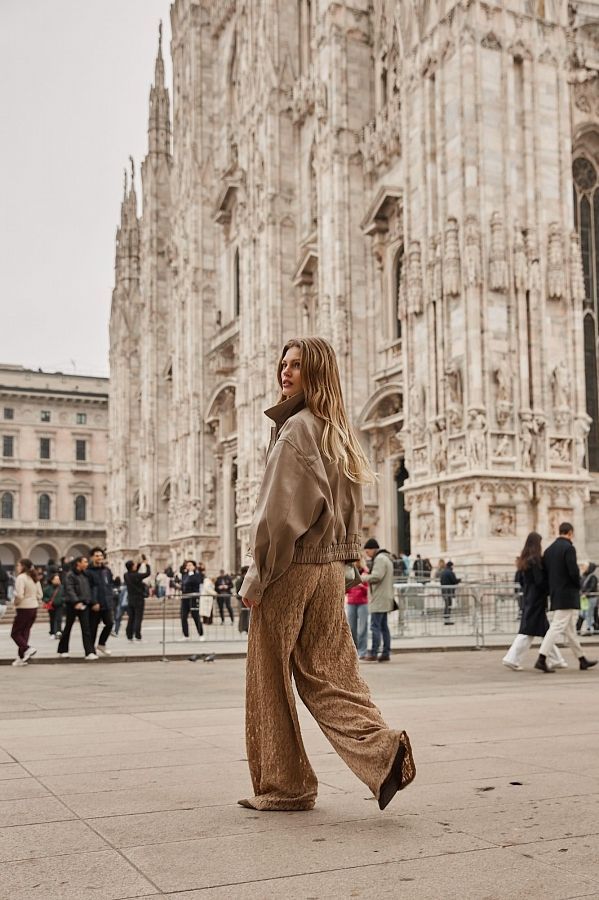 Kurtka oversize skórzana beżowa kurtk06/04 № 8