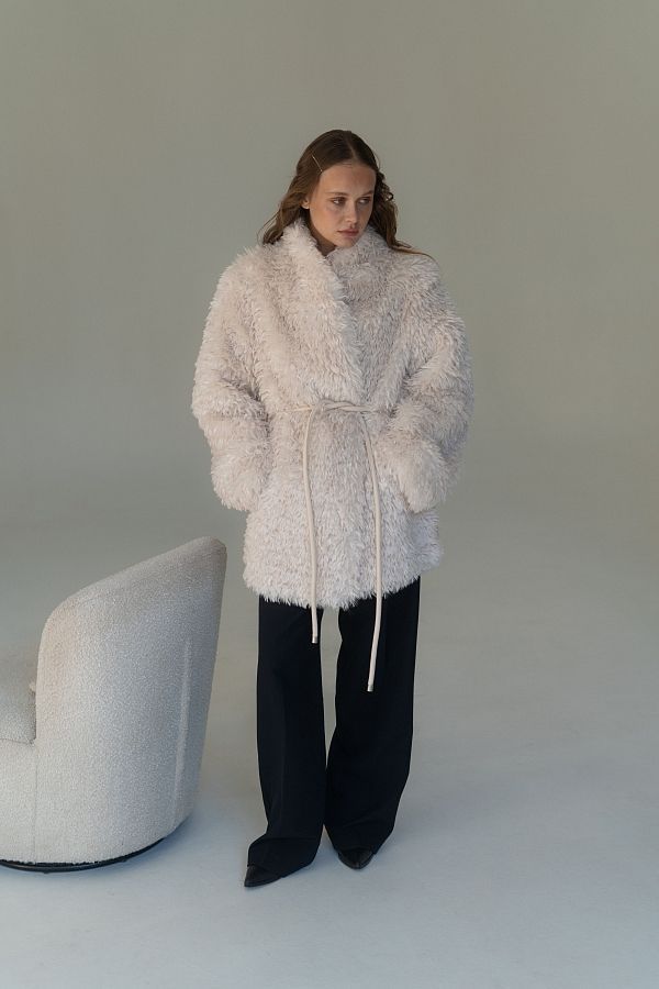 Futro wydłużone mleczne 19421/1 № 2