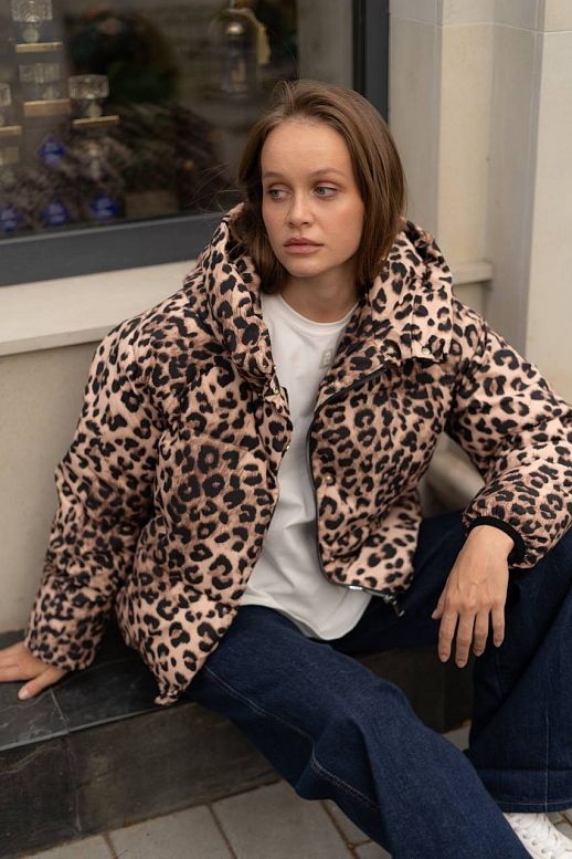 Kurtka puchowa w panterkę