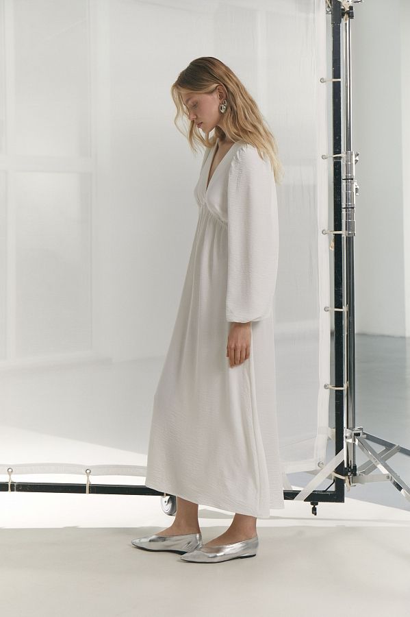 Sukienka maxi z odkrytymi plecami mleczna MBPL003/1 № 3