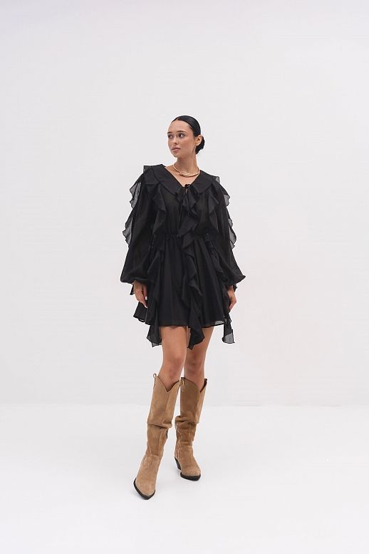 Sukienka z długim rękawem i welonem czarna - №2