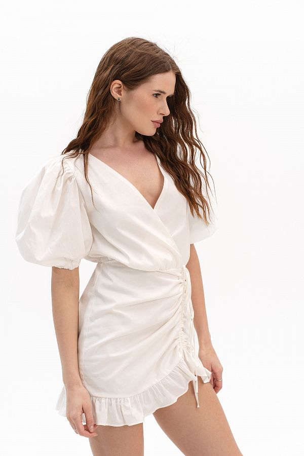 Sukienka z falbanami na wiązaniach mleczna wionz02/06 № 5