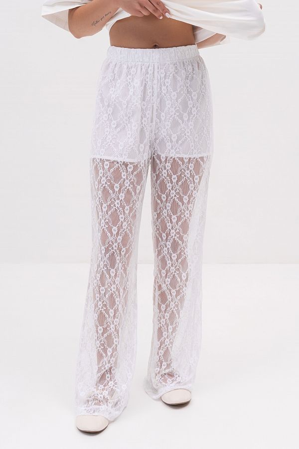 Spodnie z koronką białe spod01/09 #RU#  spod01/09 № 3