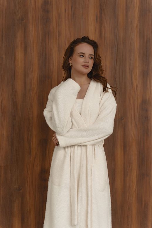 Kardigan maxi z paskiem z alpaką