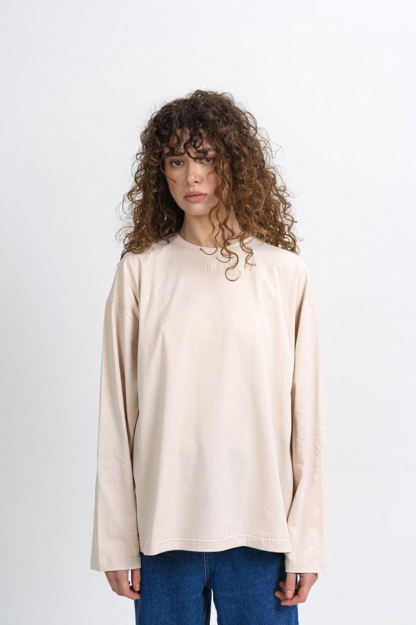 Longsleeve beżowy oversize long14/1 № 1