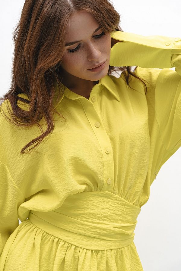 Sukienka koszulowa na guzikach żółta koszulow05/34 № 4