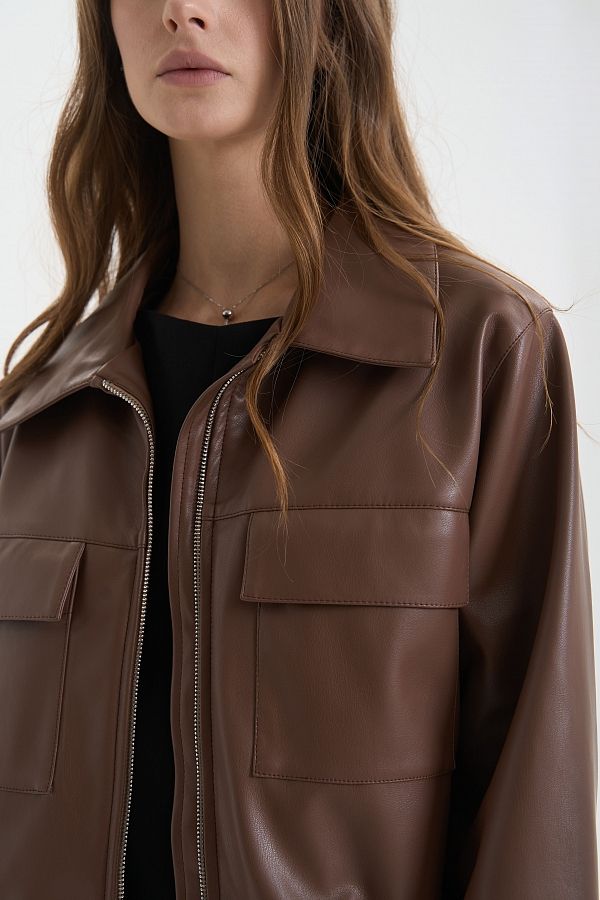 Kurtka z ekoskóry brązowa Kurt2501 #RU#  Kurt2501 № 4