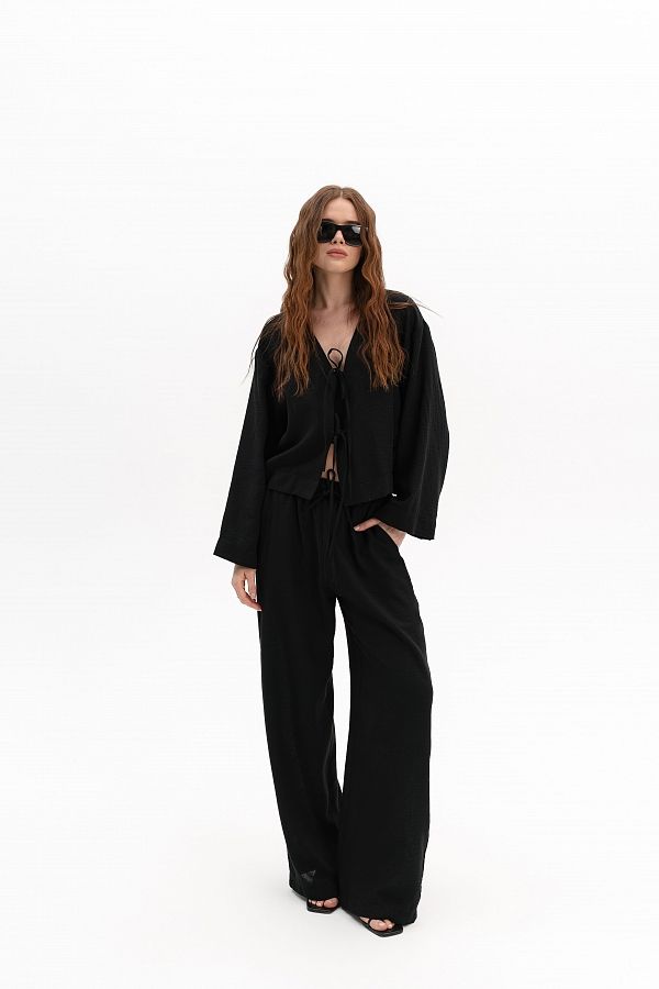 Lniany garnitur z koszulą oversize czarny stroj30/06 #RU#  stroj30/06 № 2