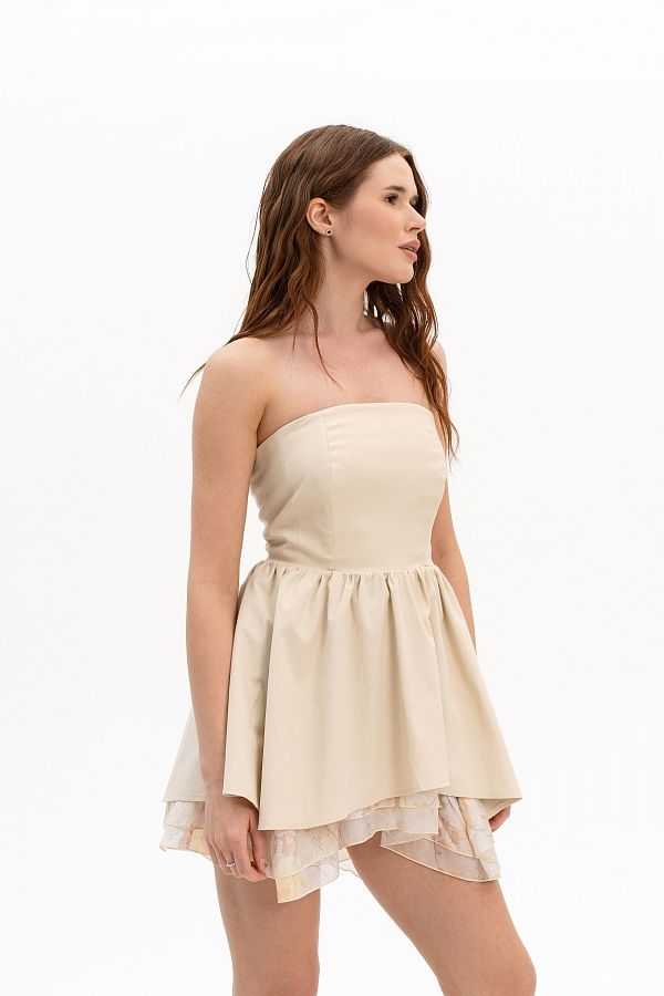 Sukienka z bawełnianym gorsetem beżowa gorset30/05 № 5