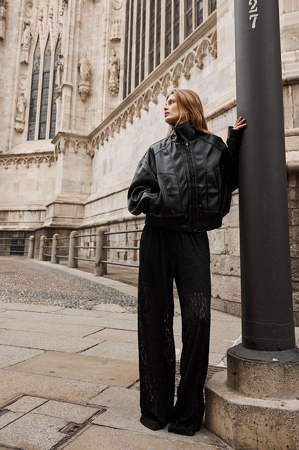 Kurtka oversize skórzana czarna kurt06/04 № 3