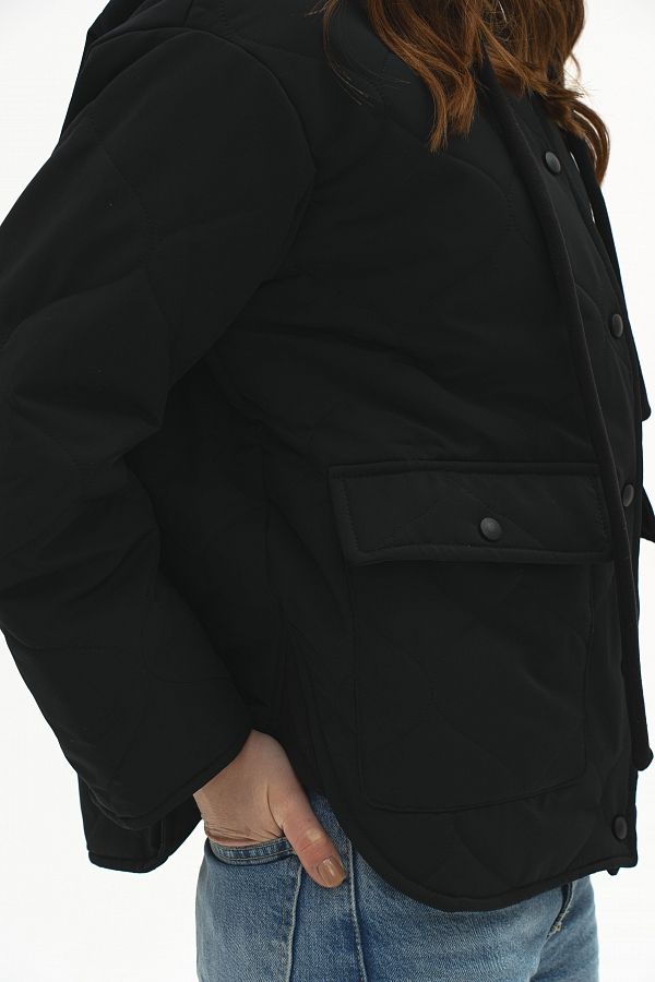 Kurtka z dzianinowym kapturem czarna KR9901 № 4