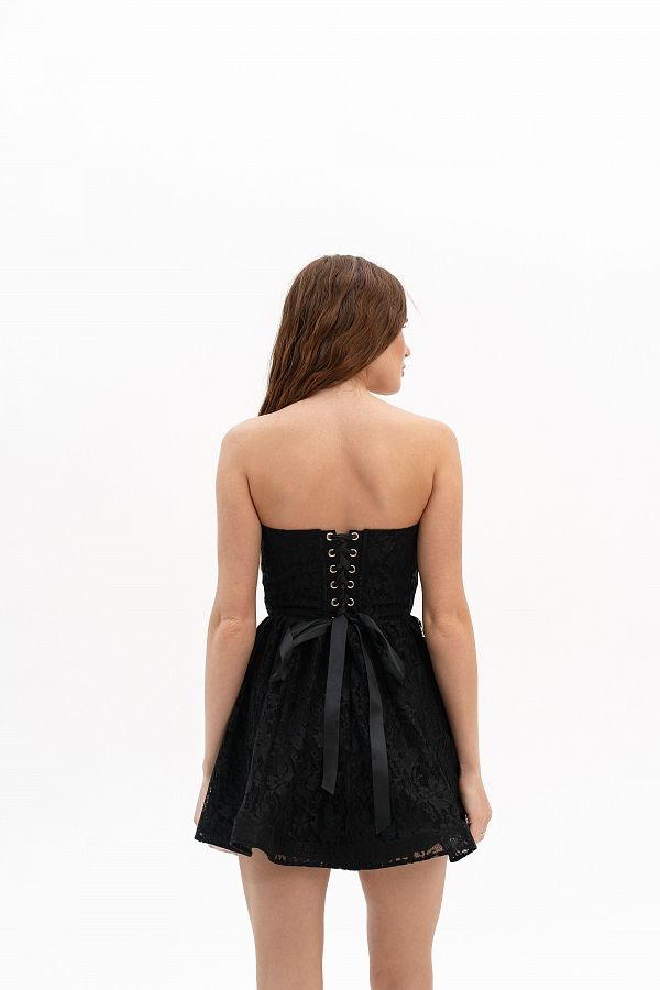 Gorsetowa sukienka z koronką czarna koron30/05 № 3