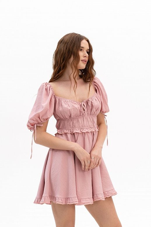 Sukienka z falbankami różowa