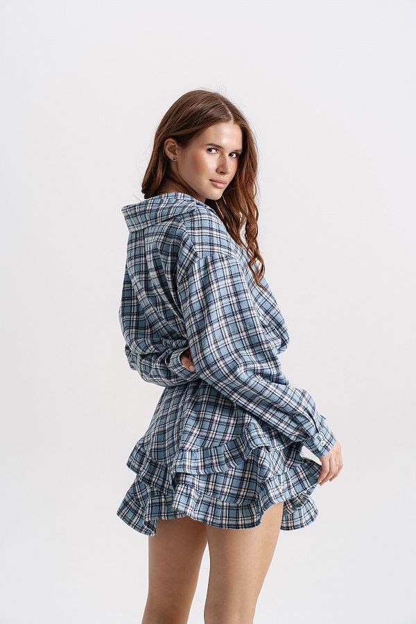 Spódnica mini z falbankami błękitna spo13/4 #RU#  spo13/4 № 4