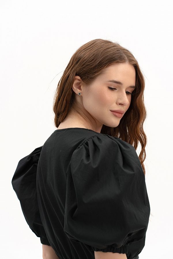 Sukienka z falbanami na wiązaniach czarna wionz29/05 № 4