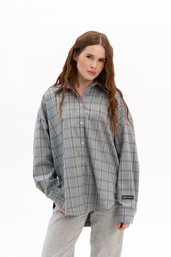 Bawełniana koszula oversize szara prem29/05 № 1