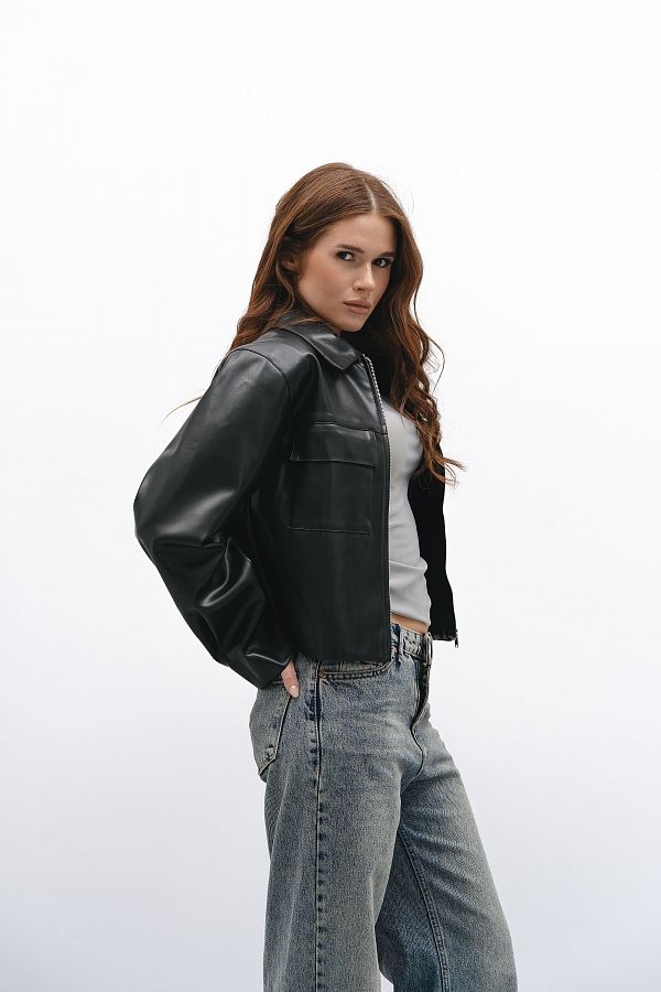 Kurtka z ekoskóry czarna  kurtk05/3 #RU#  kurtk05/3 № 4