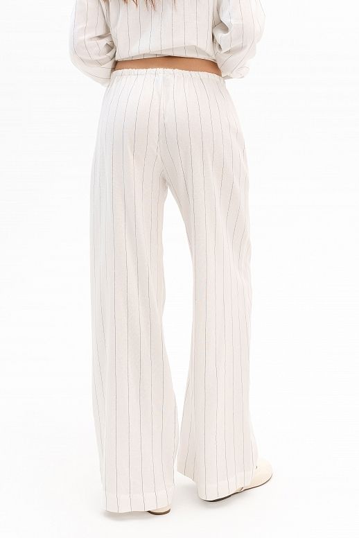 Lniane spodnie w paski białe - №2