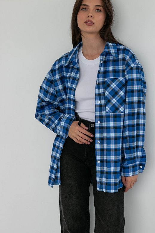 Klasyczna bawełniana koszula w niebieską kratę