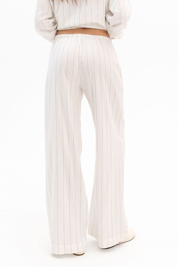 Lniane spodnie w paski białe spod30/07 #RU#  spod30/07 № 2