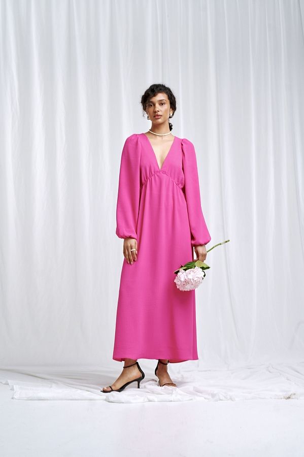 Sukienka maxi z odkrytymi plecami różowa MBPL003/9 № 1