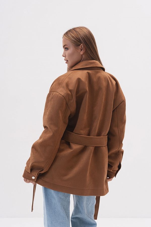 Zamszowa kurtka z zamkiem i paskiem ruda kurtkazamsz01/09 № 3