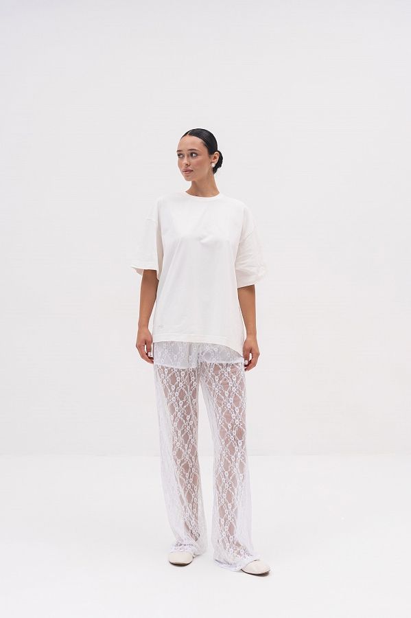 Spodnie z koronką białe spod01/09 #RU#  spod01/09 № 1