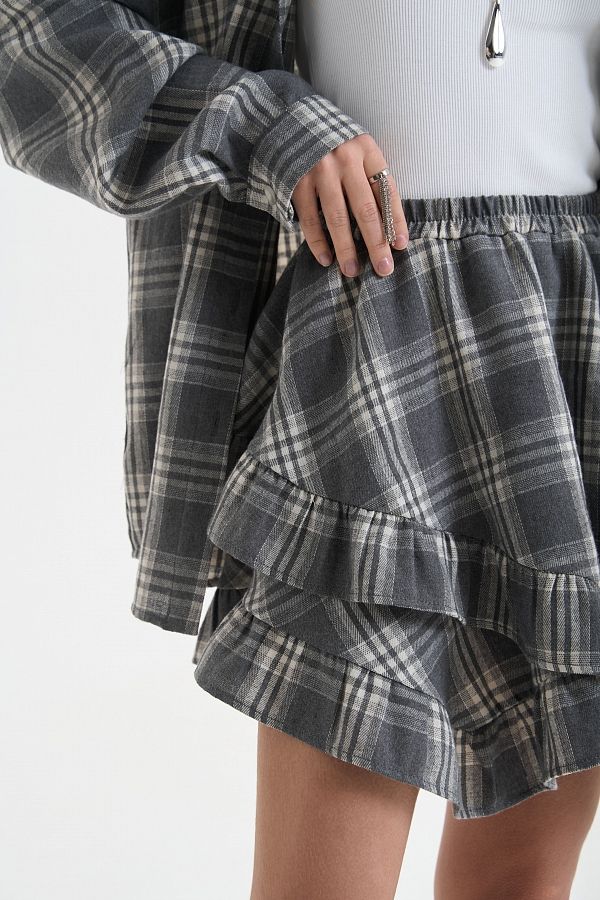 Spódnica mini z falbankami szara spo5689 #RU#  spo5689 № 3