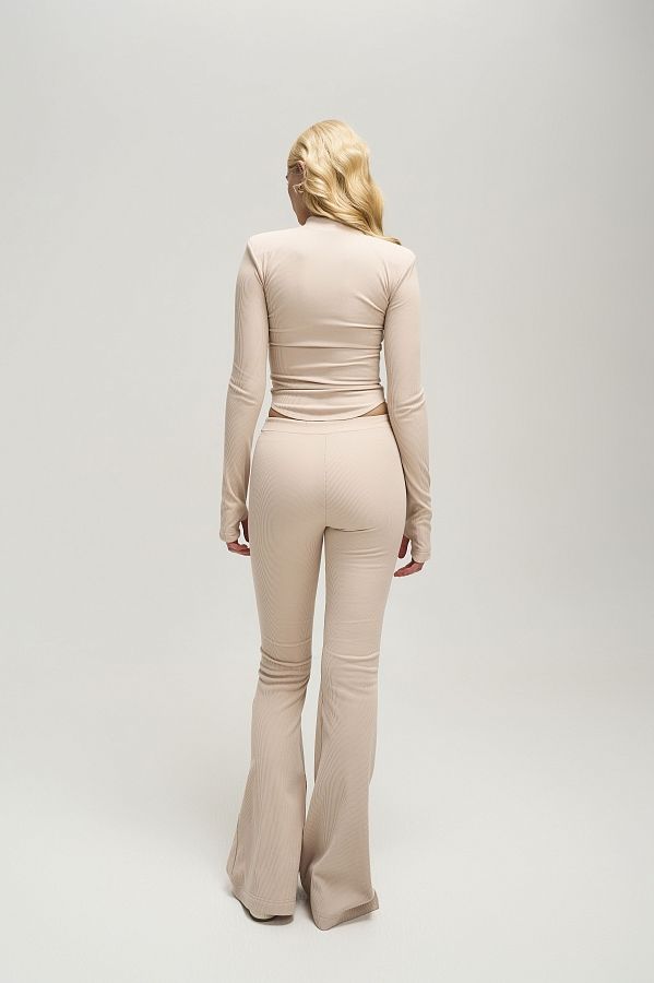 Komplet z topem zapinanym na haczyki i spodniami palazzo beżowy haczki18/05 #RU#  haczki18/05 № 3