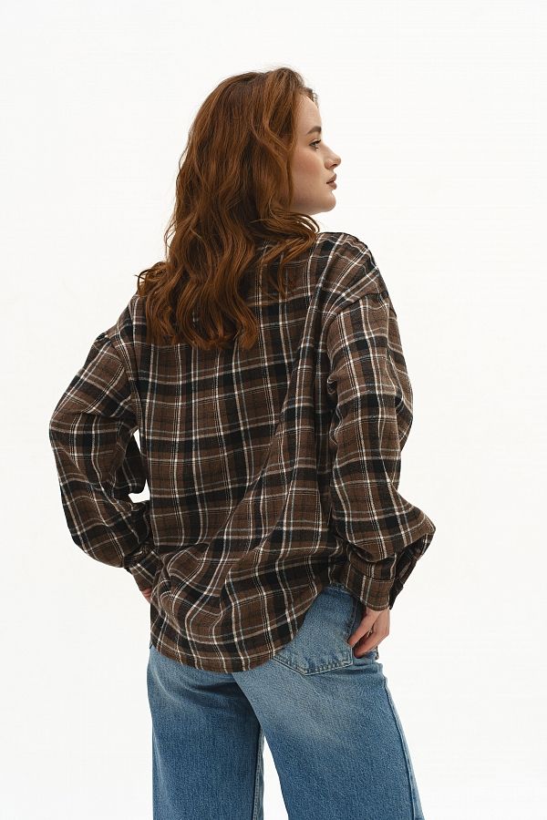 Koszula oversize w kratę brązowa kosz17/10 #RU#  kosz17/10 № 2