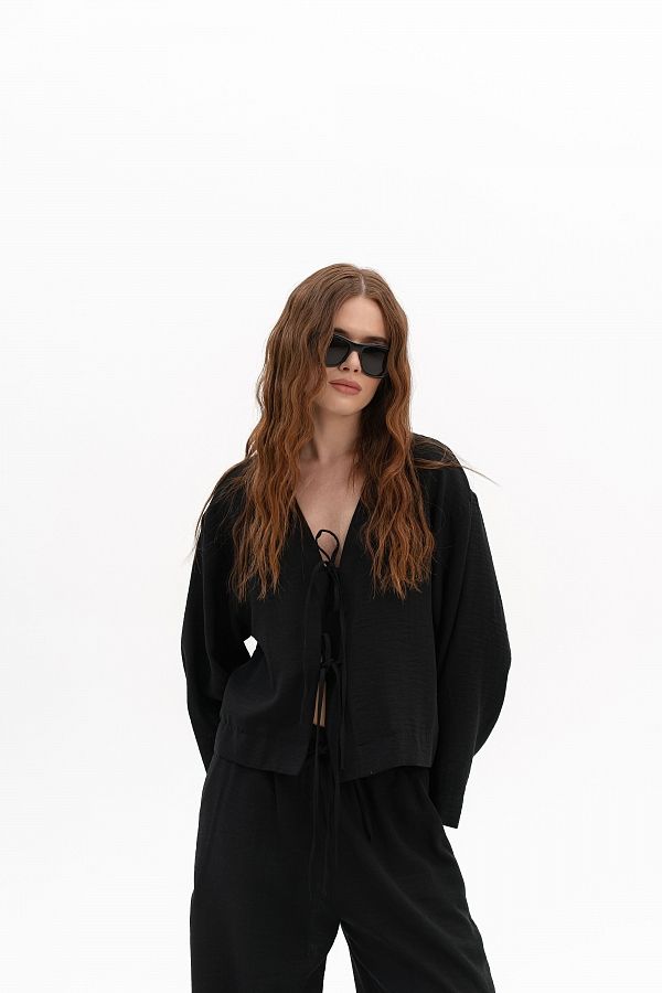 Lniany garnitur z koszulą oversize czarny stroj30/06 #RU#  stroj30/06 № 1