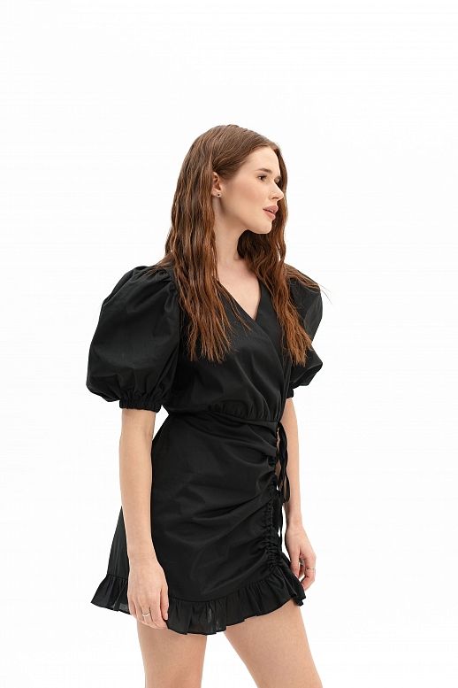 Sukienka z falbanami na wiązaniach czarna - №2