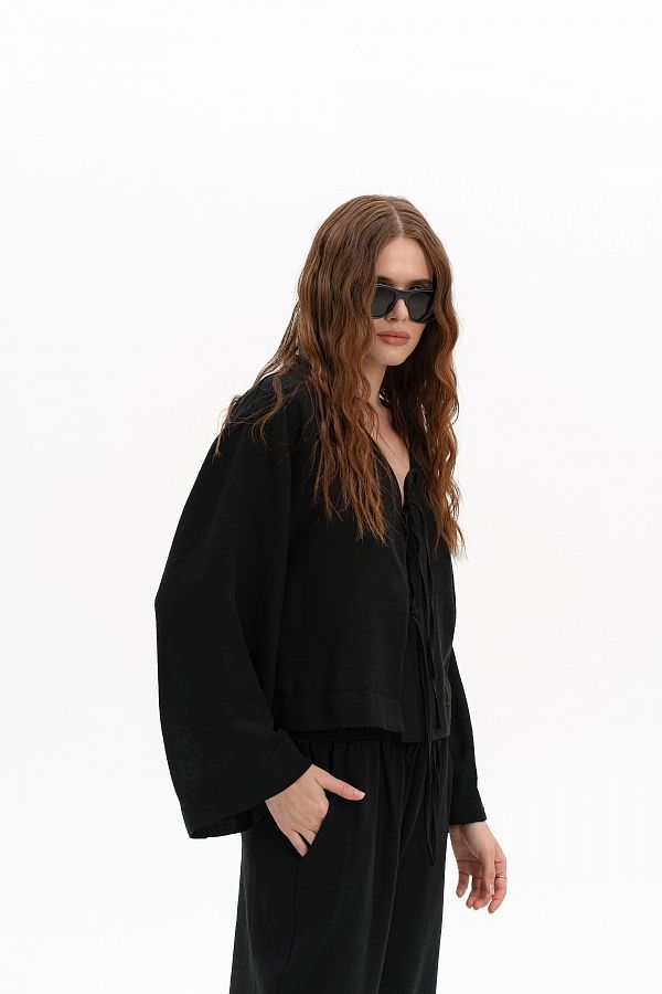 Lniany garnitur z koszulą oversize czarny stroj30/06 #RU#  stroj30/06 № 6