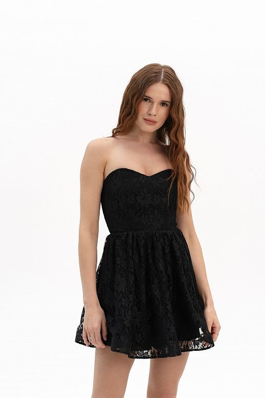 Gorsetowa sukienka z koronką czarna