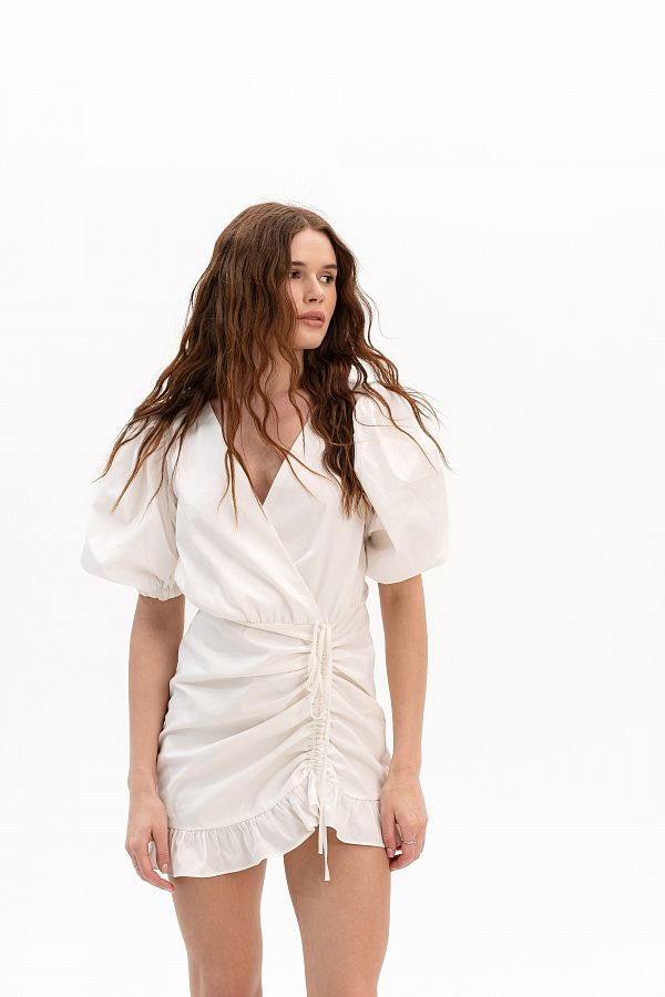 Sukienka z falbanami na wiązaniach mleczna wionz02/06 № 1