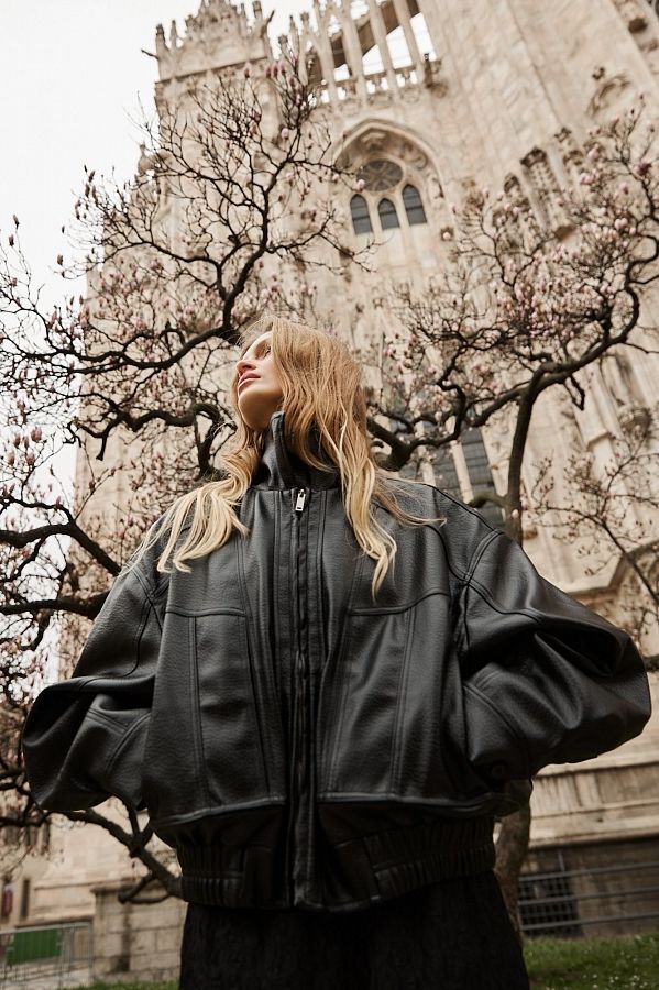 Kurtka oversize skórzana czarna kurt06/04 № 2