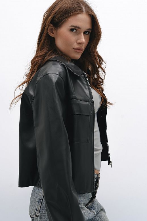 Kurtka z ekoskóry czarna  - №2