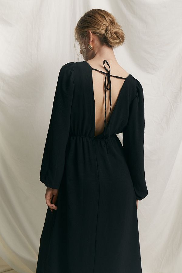 Sukienka maxi z odkrytymi plecami czarna MBPL003/2 № 5