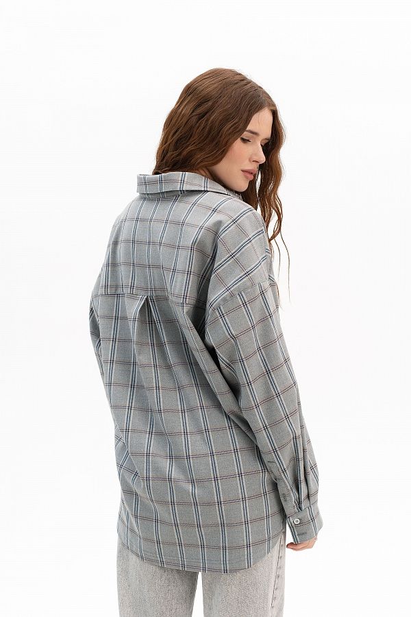Bawełniana koszula oversize szara prem29/05 № 2