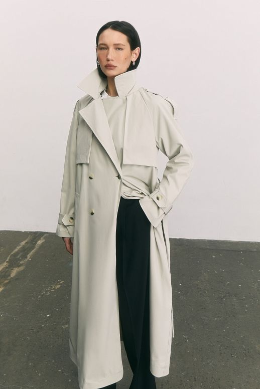 Bawełniany trencz z podszewką beżowy