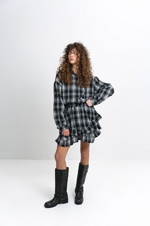 Spódnica mini z falbankami czarna