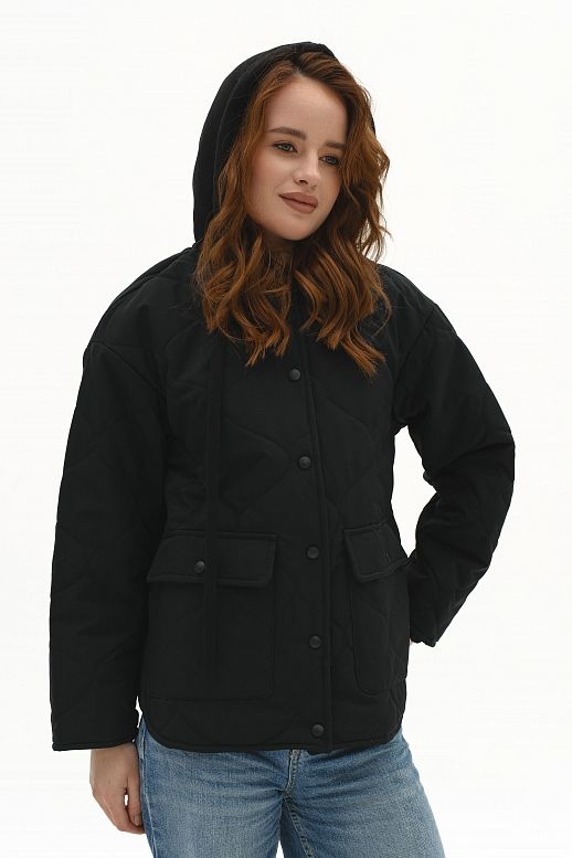 Kurtka z dzianinowym kapturem czarna