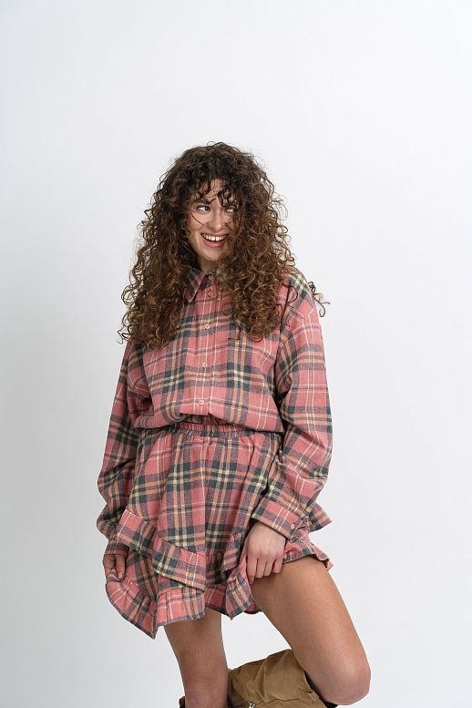 Spódnica mini z falbankami różowa