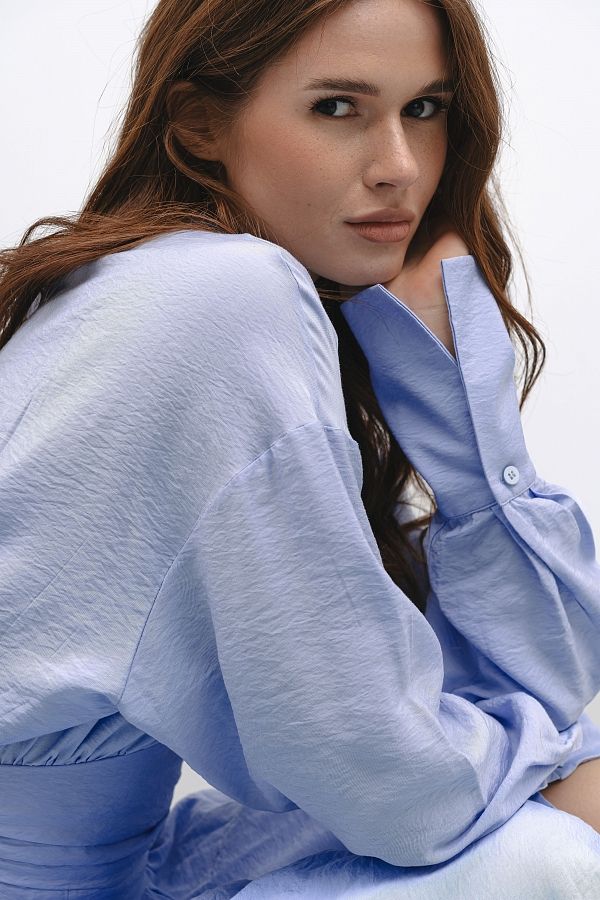 Sukienka koszulowa na guzikach błękitna koszulow05/32 № 5