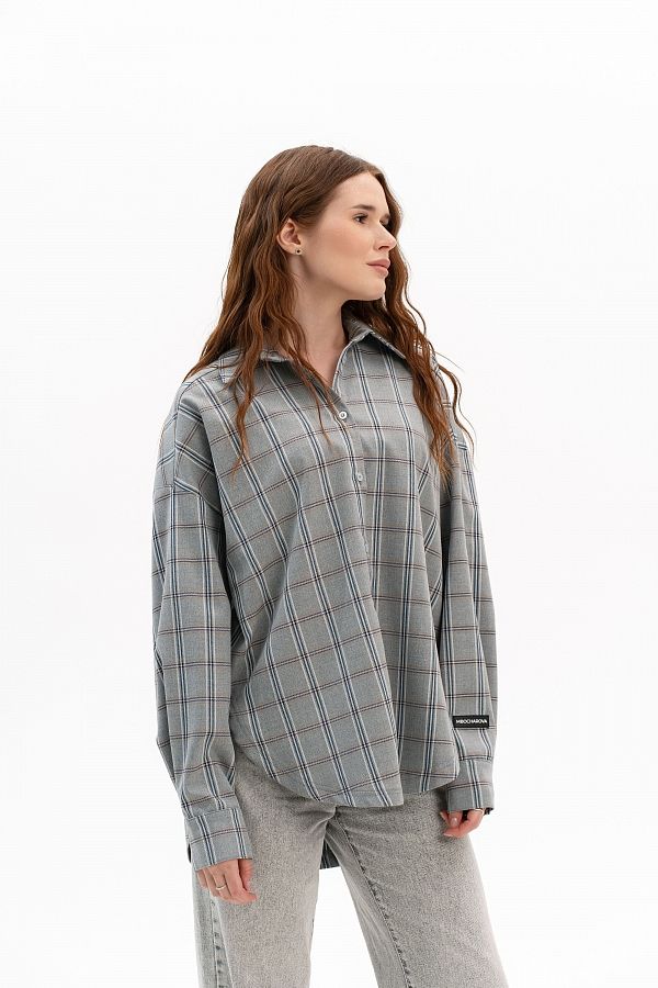 Bawełniana koszula oversize szara prem29/05 № 3