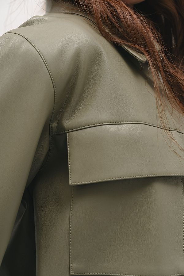 Kurtka z ekoskóry oliwkowa trench11/11 #RU#  trench11/11 № 4