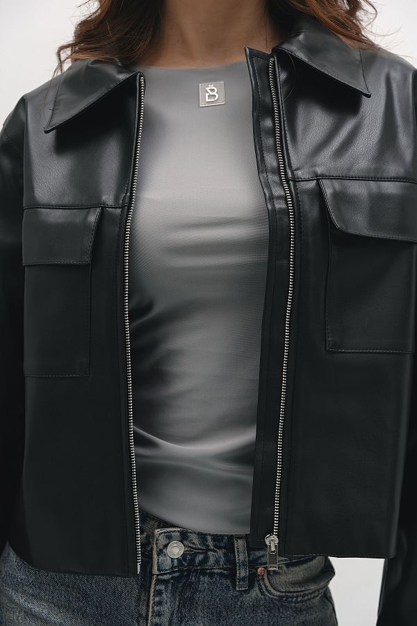 Kurtka z ekoskóry czarna  kurtk05/3 #RU#  kurtk05/3 № 3