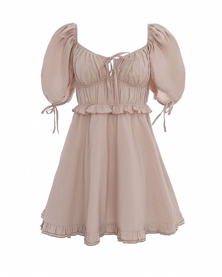 Sukienka z falbankami beżowa DR202401/2 № 6